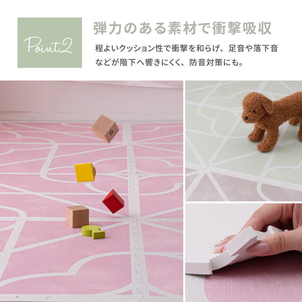 おしゃれなレトロデザイン ジョイントマット キュロス 約60×60cm 大判 36枚入り 水洗いOK サイドパーツ付き ホットカーペット対応 床暖房対応 防音対策 HAGIHARA
