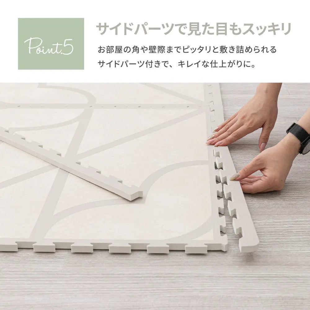 おしゃれなレトロデザイン ジョイントマット キュロス 約60×60cm 大判 36枚入り 水洗いOK サイドパーツ付き ホットカーペット対応 床暖房対応 防音対策 HAGIHARA