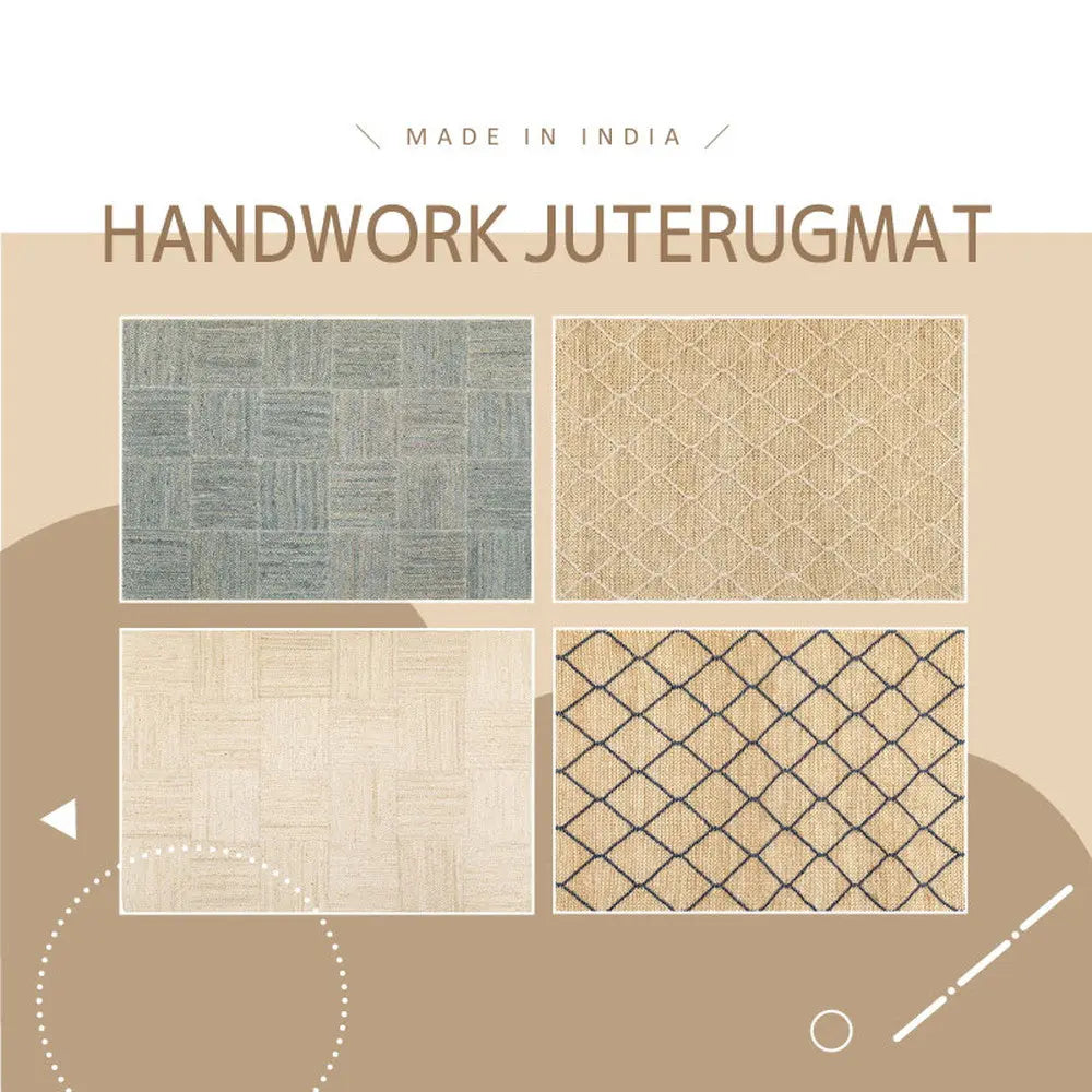 ジュートマット トロン モロッカン 約60×90cm 黄麻 手織り ハンドメイド インテリアマット インド製 HAGIHARA