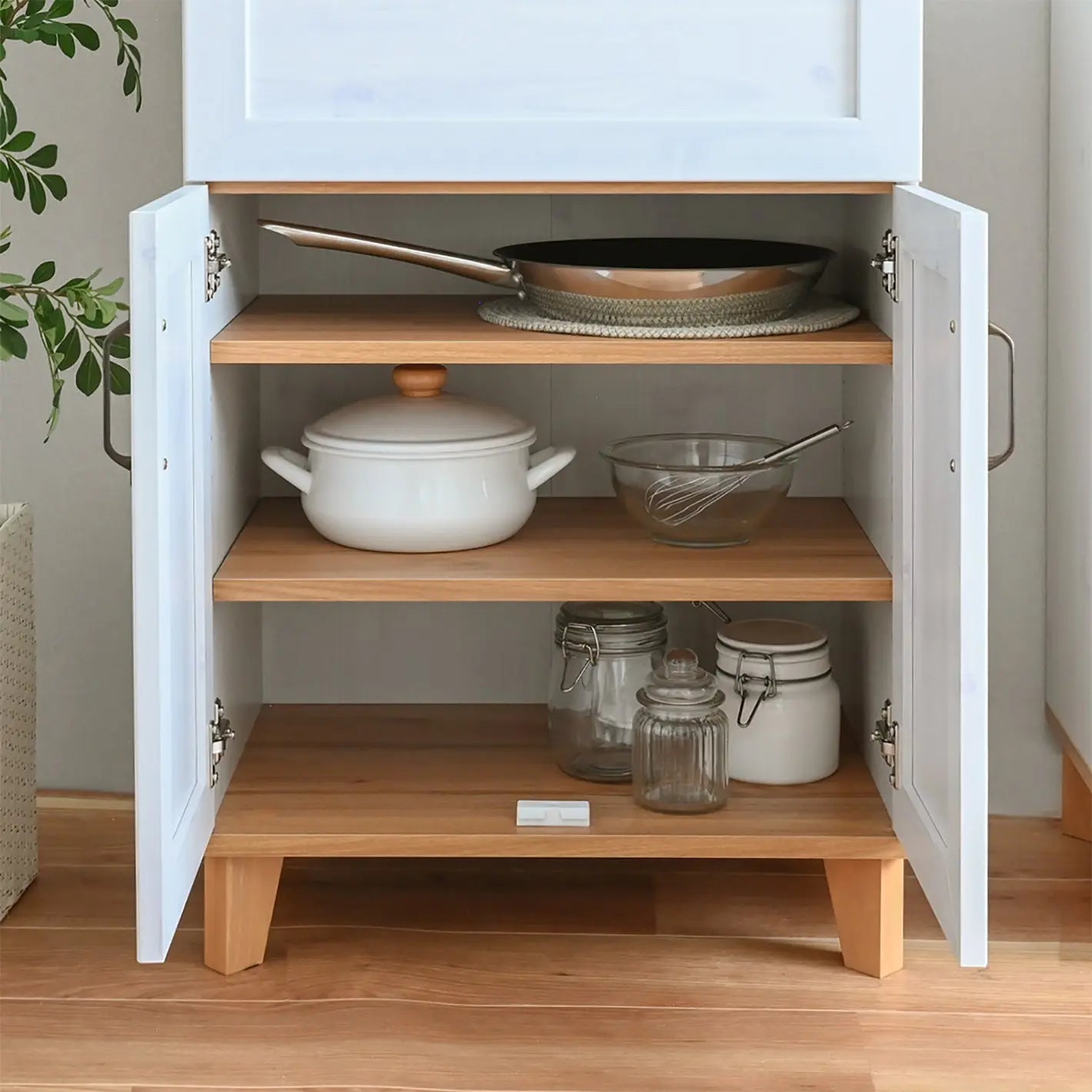 [幅60cm] キッチン収納 食器棚 キッチンキャビネット カップボード スリム おしゃれ 北欧 木目調 ハイタイプ REBISTO リビスト 4FUL