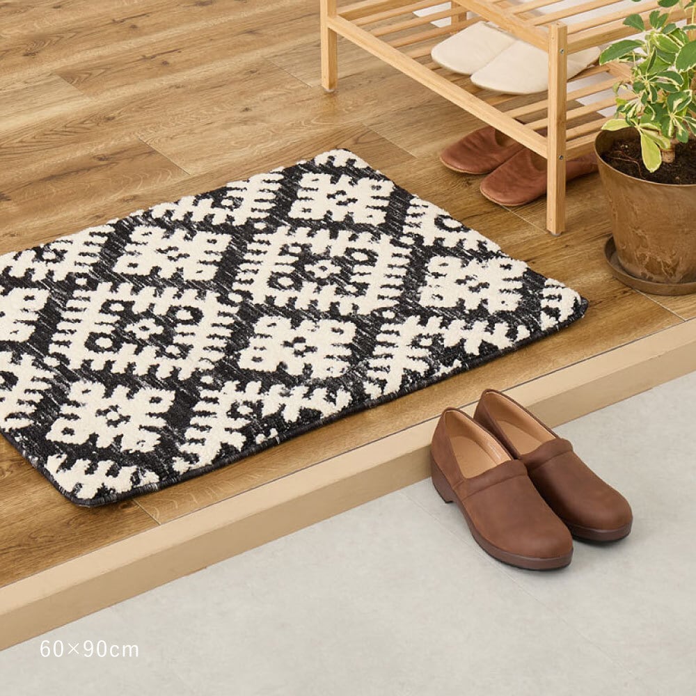 [約70×120cm] シェニールマット ダッタ 玄関マット ふっくら 厚手 ジャガード織 オールシーズン HAGIHARA