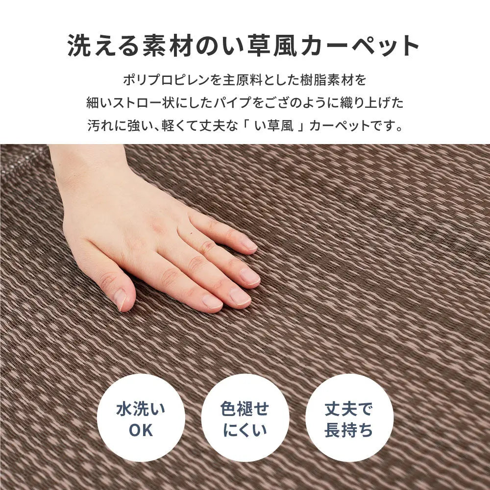洗える い草風 カーペット ライアン 本間 6帖 6畳 PP ラグ ビニール風 上敷 ござ 畳の保護 HAGIHARA
