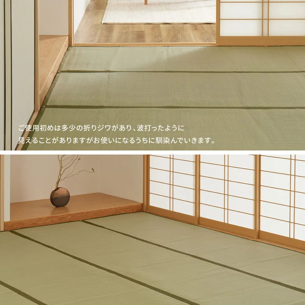 洗える い草風 カーペット 四条 江戸間 6帖 6畳 PP ラグ ビニール風 上敷き ござ 畳の保護 HAGIHARA
