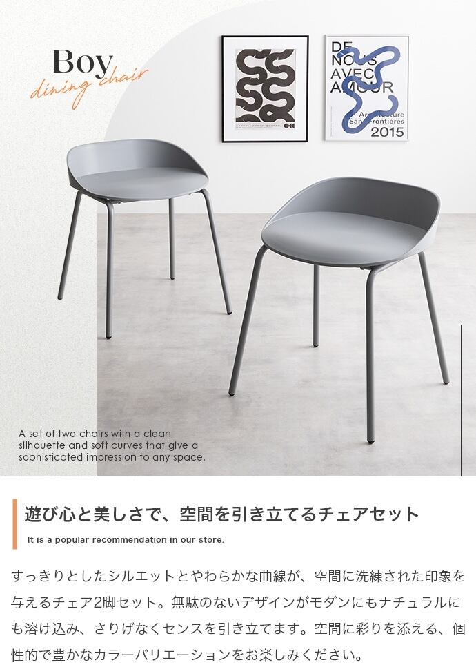 [2脚セット] ダイニングチェア デザインチェア モダンテイスト 全5色 エコロファニチャー