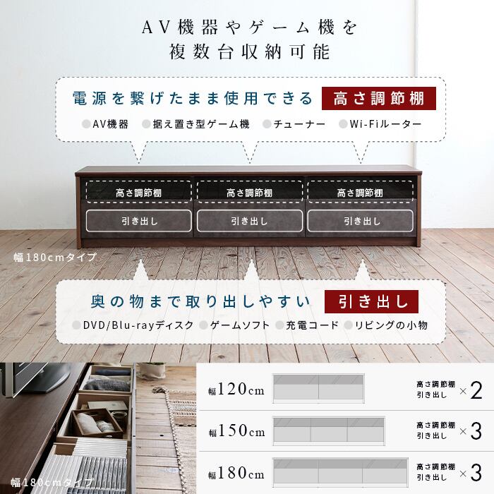 [幅180㎝] テレビボード 完成品 日本製 大川家具 TVボード NinE ナイン テレビ台 大容量引出し収納 ナカバヤシ