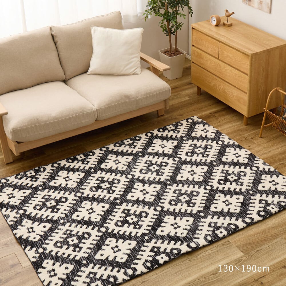 [約70×120cm] シェニールマット ダッタ 玄関マット ふっくら 厚手 ジャガード織 オールシーズン HAGIHARA