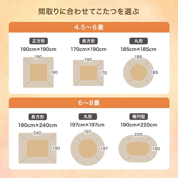 【楕円形:天板 90cm×60cm】こたつテーブル