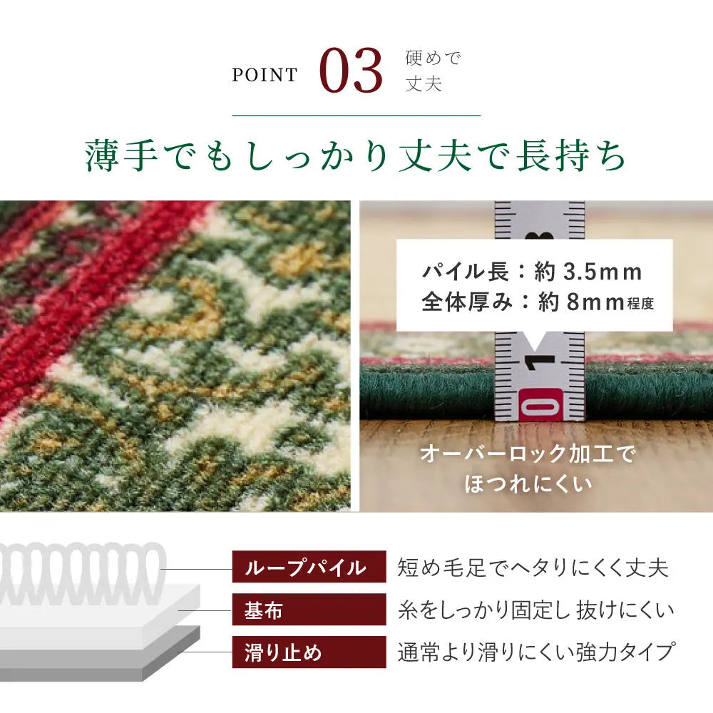 廊下敷き ナタリア 約80×340cm ロングマット 廊下マット 廊下カーペット 手洗い可 滑り止め HAGIHARA