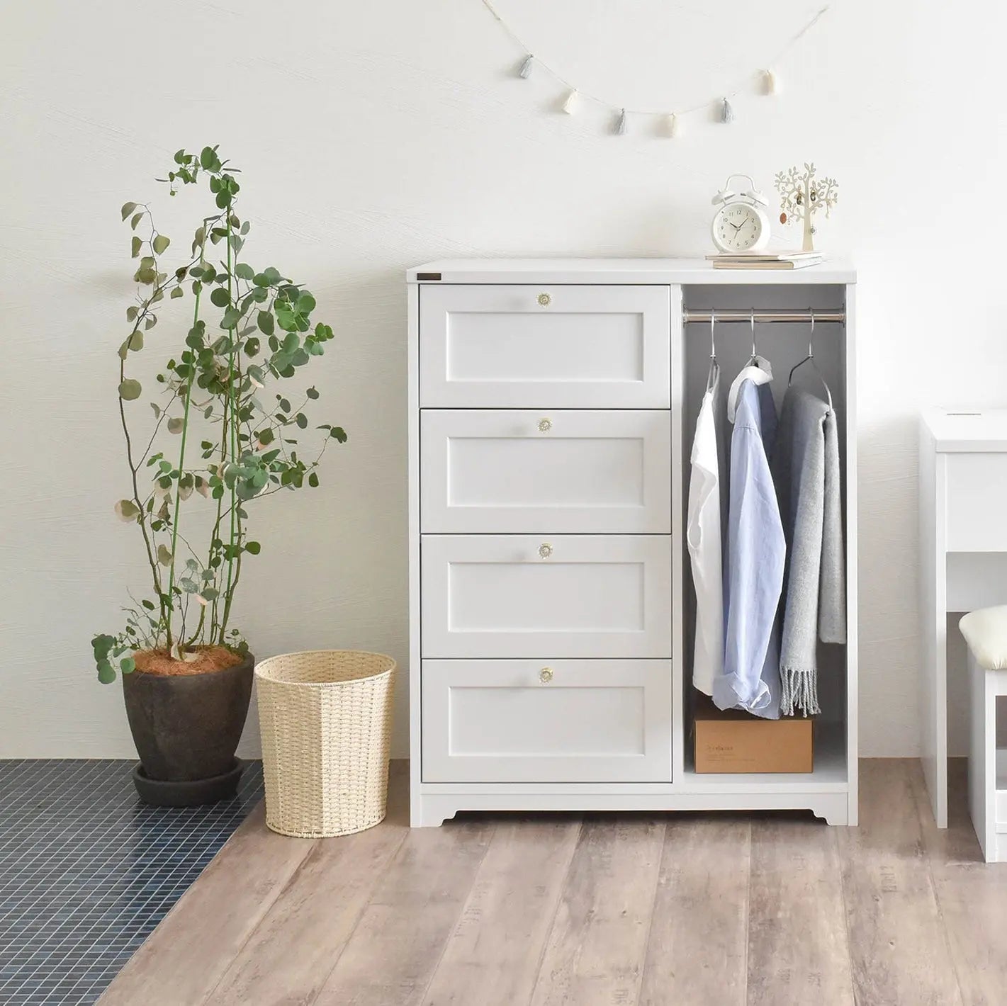 [幅80cm] ハンガーラック 収納 衣服収納 引出し たんす リビング リビング収納 4FUL