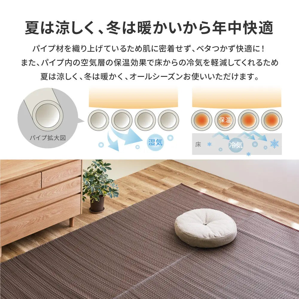洗える い草風 カーペット ライアン 本間 8帖 8畳 PP ラグ ビニール風 上敷 ござ 畳の保護 HAGIHARA