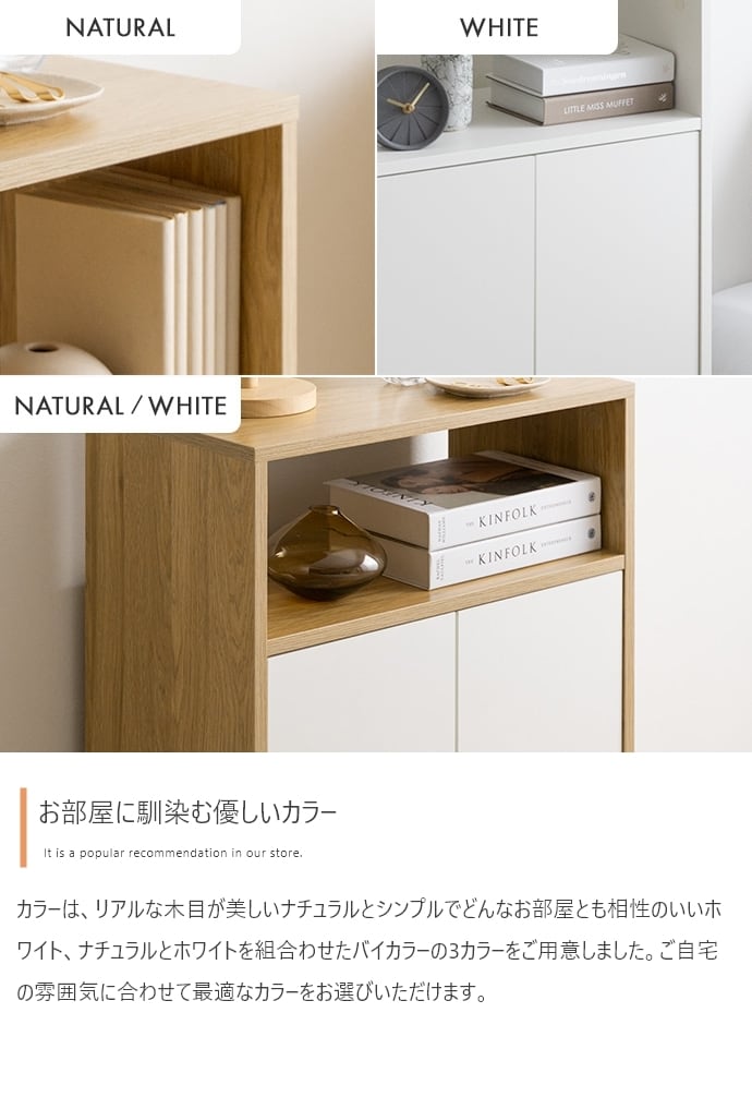 [幅55cm] キャビネット シンプル ノイズレスデザイン コード穴付き エコロファニチャー