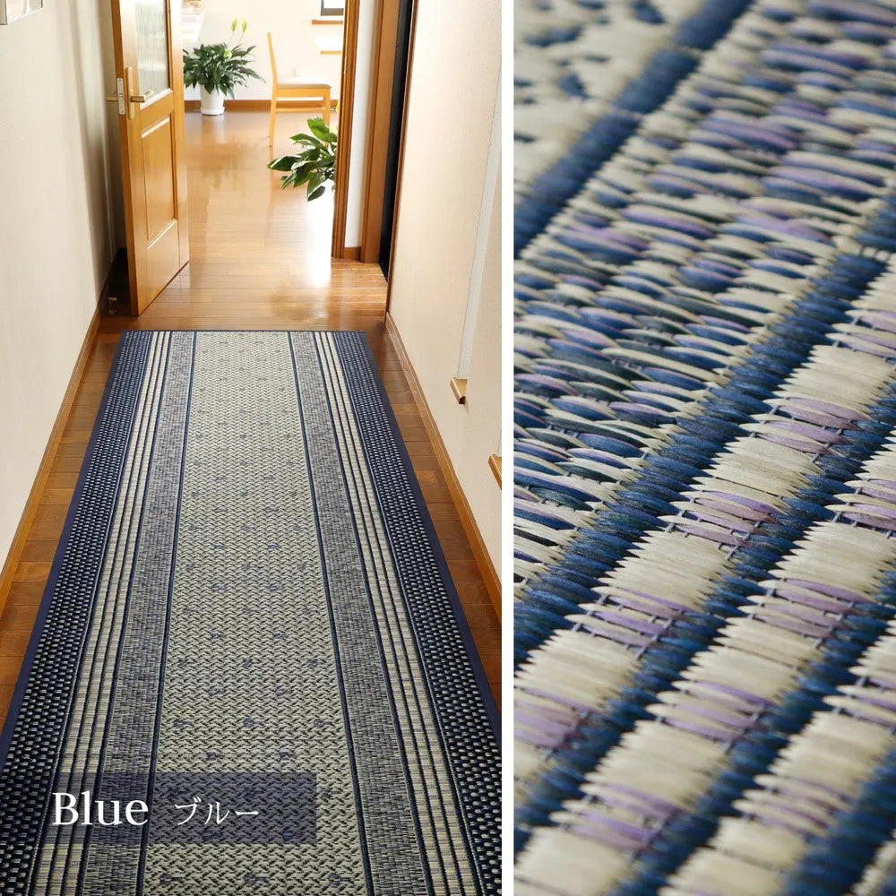 国産 い草 廊下敷き マット エルモード 約95×340cm 裏貼り 滑り止め加工 ロングマット HAGIHARA