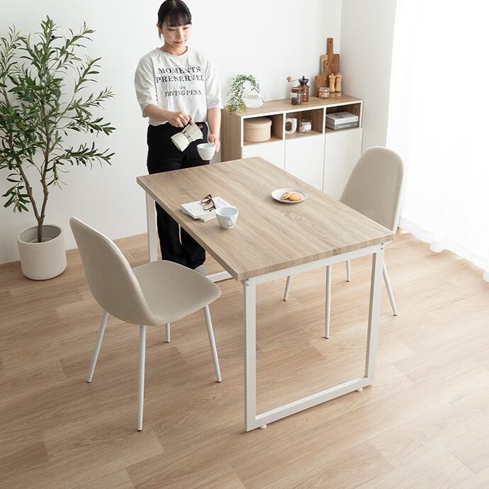 [3点セット] 木目調ダイニングテーブル+チェア2脚 ヴィンテージ風 エコロファニチャー