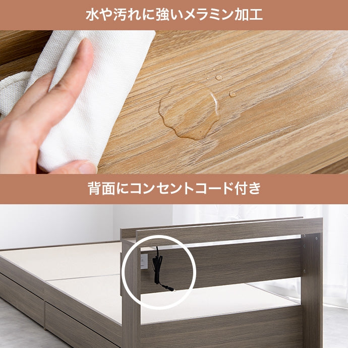【セミダブル】Pluto 収納付きベッド（マットレス付き）