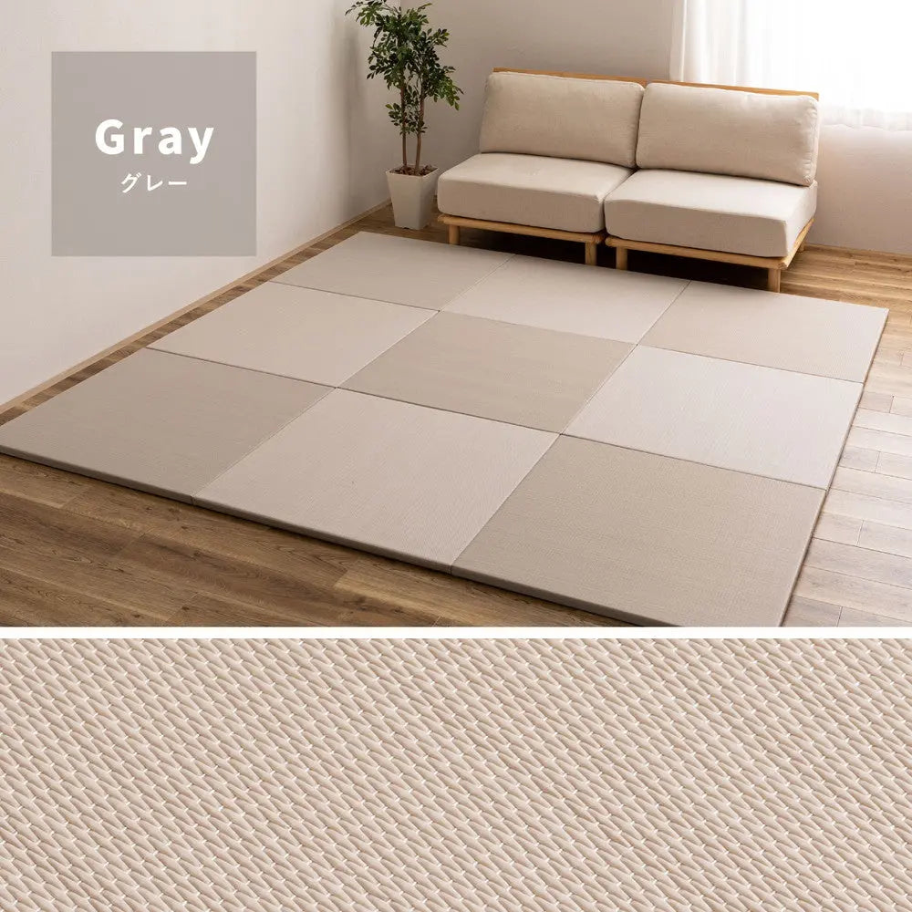 【9枚セット】 水拭きできる い草風 置き畳 おぼろ 約82×82×2.5cm 9枚入り 半畳 縁なし フロア畳 ユニット畳 PP 滑り止め付き HAGIHARA