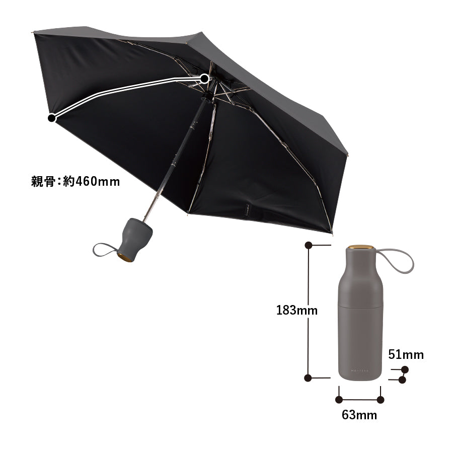 【送料無料】MOTTERU モッテル コンパクトボトル遮光アンブレラ UPF50+ 晴雨兼用 日傘 折りたたみ傘 軽量 UVカット100%
