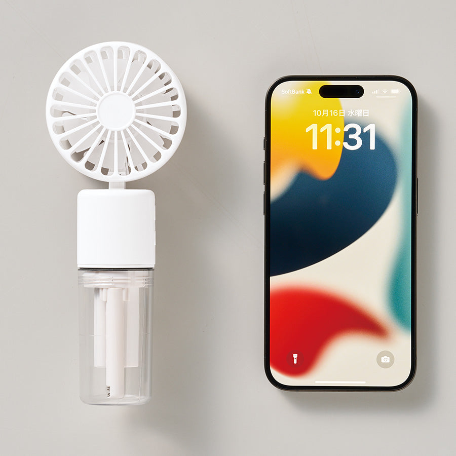 【送料無料】ミストハンディファン USB扇風機 加湿機能付き 小型 携帯用 4段階風量 冷却 ストラップ付き 熱中症対策