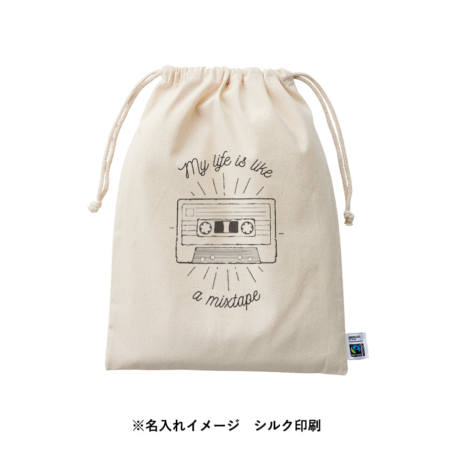 フェアトレードコットン巾着（L） ナチュラル