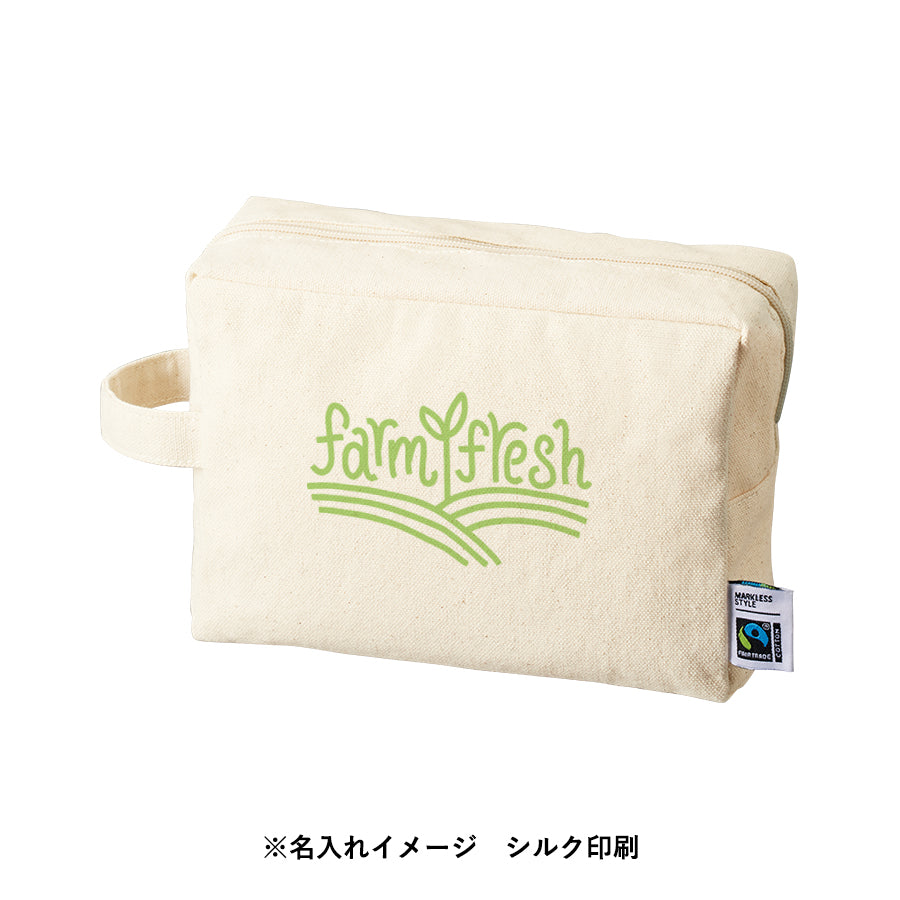 フェアトレードコットンキャンバスファスナーポーチ（L）　ナチュラル トレードワークス