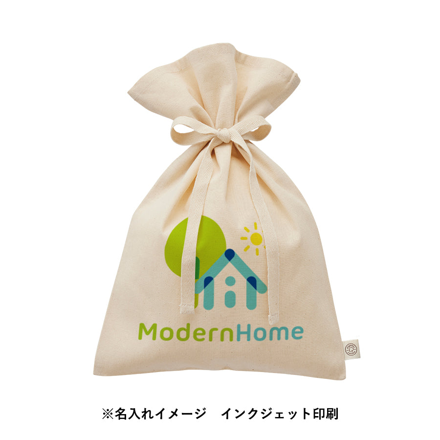 【アウトレット】オーガニックコットンラッピング巾着（M）　ナチュラル