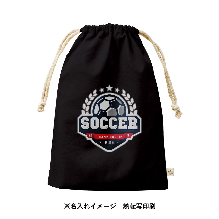 オーガニックコットンガゼット巾着（L）　ブラック トレードワークス