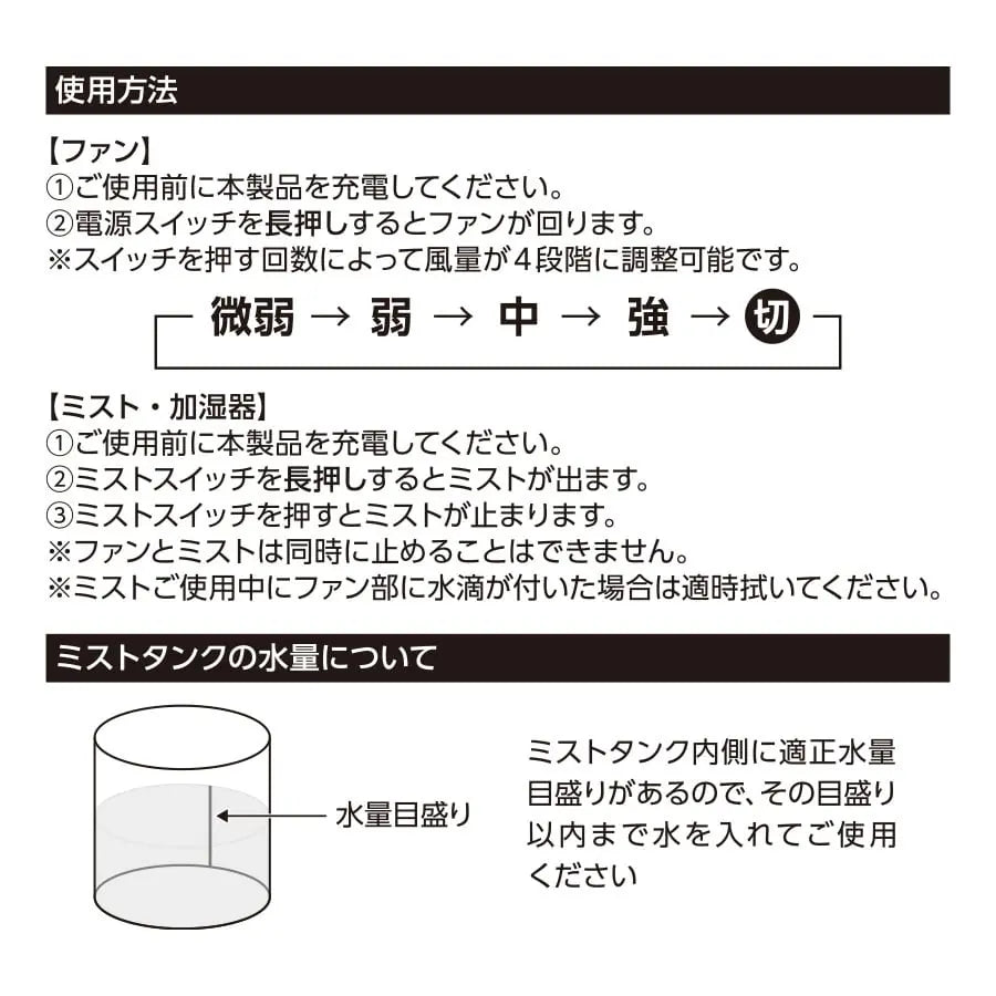 ポータブルミストUSBファン クールグッズ 熱中症対策グッズ 小型扇風機 トレードワークス