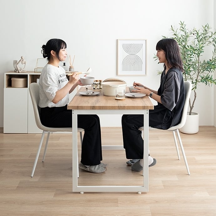 [3点セット] 木目調ダイニングテーブル+チェア2脚 ヴィンテージ風 エコロファニチャー