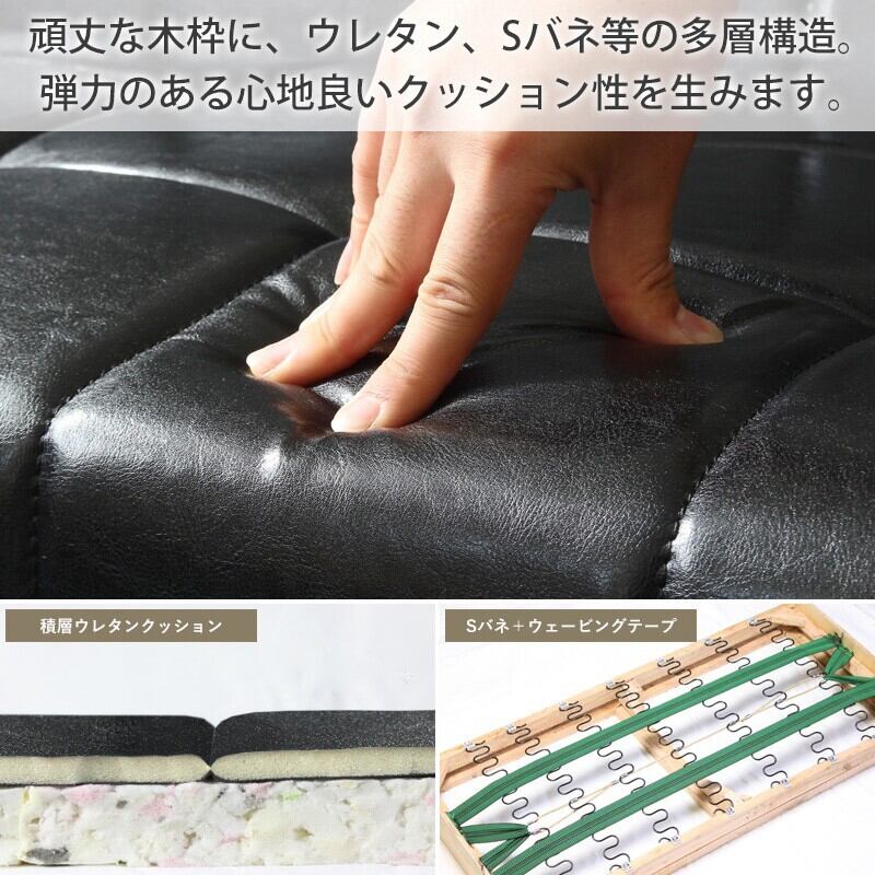 [幅180cm] 3人掛け ソファ ロワール 合成皮革 ヴィンテージ風 北欧風 IWATSUKI