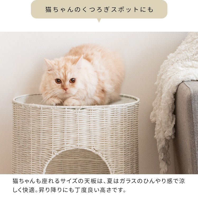 [幅40cm] 猫ちぐら Pienet ラタン キャットハウス 宮武製作所