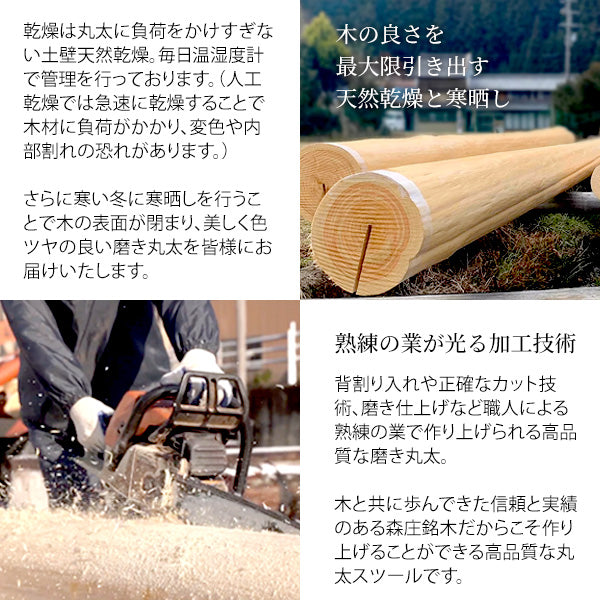 [直径24～34cm] 丸太スツール 天然木 吉野杉 宮武製作所