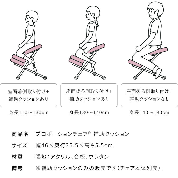 [幅46cm] プロポーションチェア用補助クッション（本体別売り） アクリル 合板 ウレタン 完成品 宮武製作所