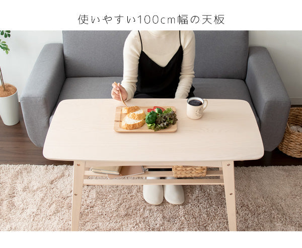 [高さ60cm] ソファテーブル Mou 天然木突板 ウォールナット アッシュ 収納棚付き 宮武製作所