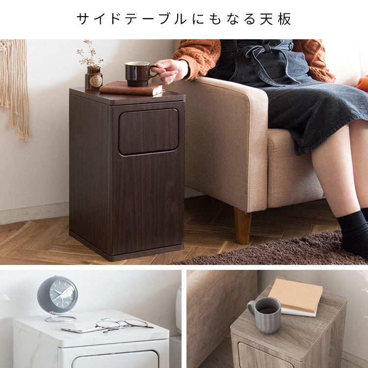 [幅25cm] 木製プッシュ式ダストボックス 分別 ゴミ箱 省スペース プッシュ式 前扉 Empro 宮武製作所