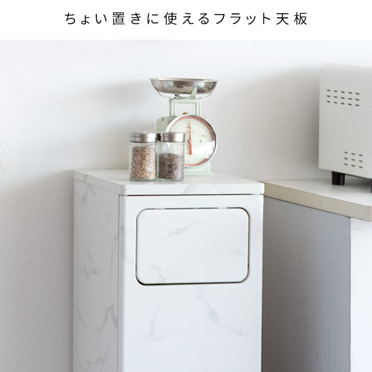 [幅25cm] 2段プッシュダストボックス 木製 キッチンペール フタ付き おしゃれ 分別 スリム ペダル 省スペース 扉付き Empro 宮武製作所