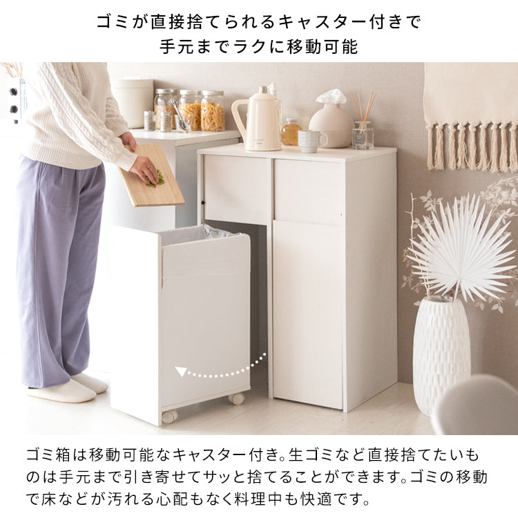 [幅60.5cm] 木製分別 Helios プッシュ式 ダストボックス キャスター 木製 おしゃれ Helios 宮武製作所