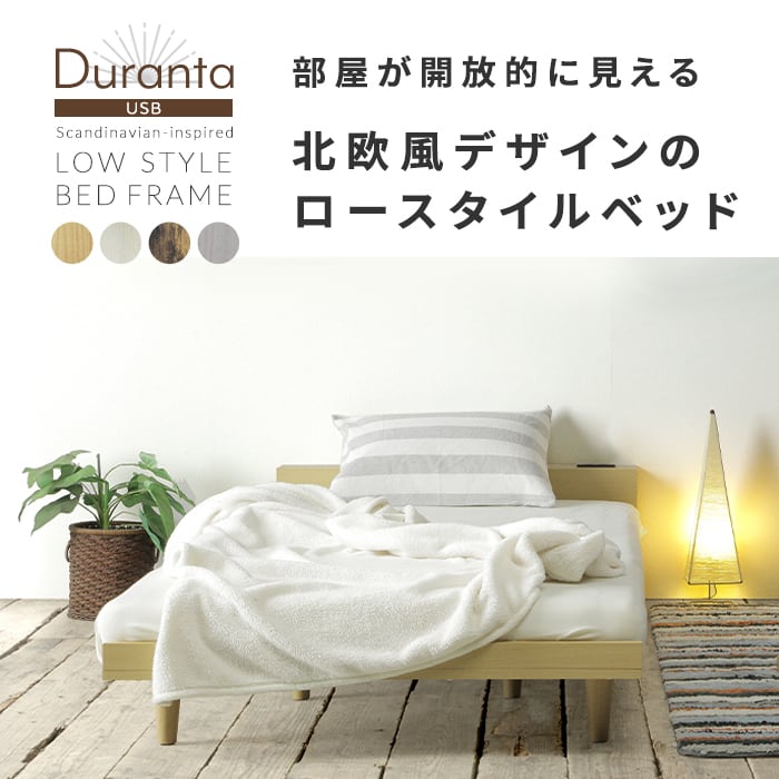 [S] ハイタイプオプション付き 2way USBコンセント ローベッドフレーム単体 Duranta デュランタ ナカバヤシ