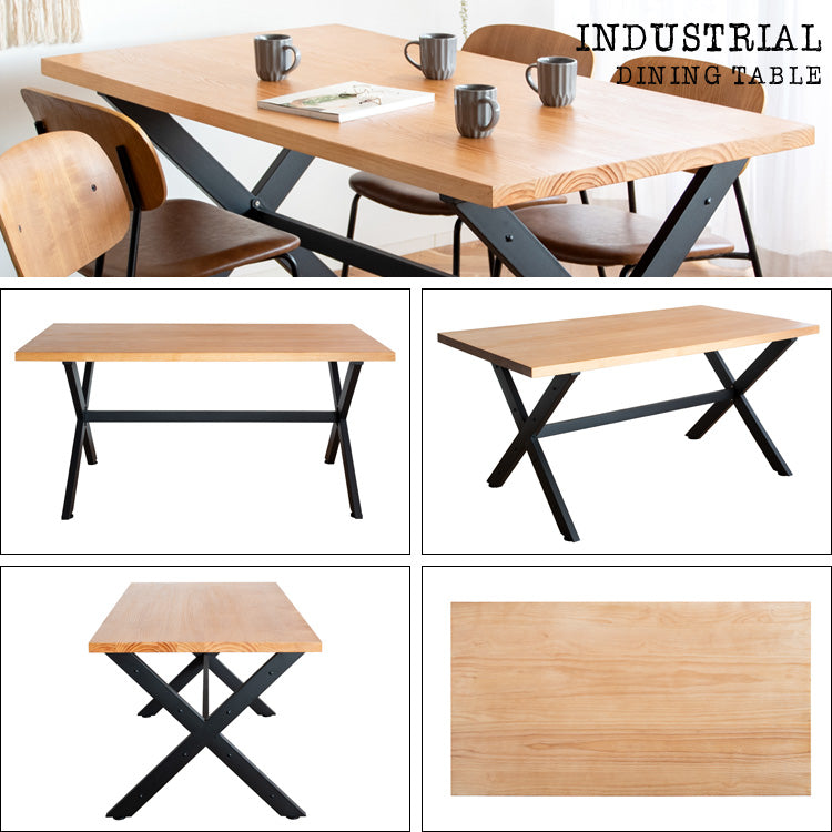 [幅150cm] INDUSTRIAL 4人掛けテーブル 木製テーブル 食卓 長方形 ヴィンテージ ミッドセンチュリー 西海岸風 男前インテリア 宮武製作所