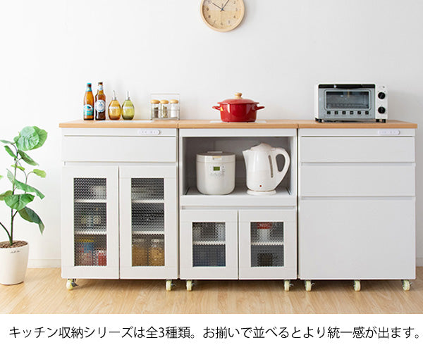 [幅60cm] キッチンチェスト レンジラック キッチン収納 キャスター スライド棚 レンジ台 炊飯器収納 Semplice 宮武製作所