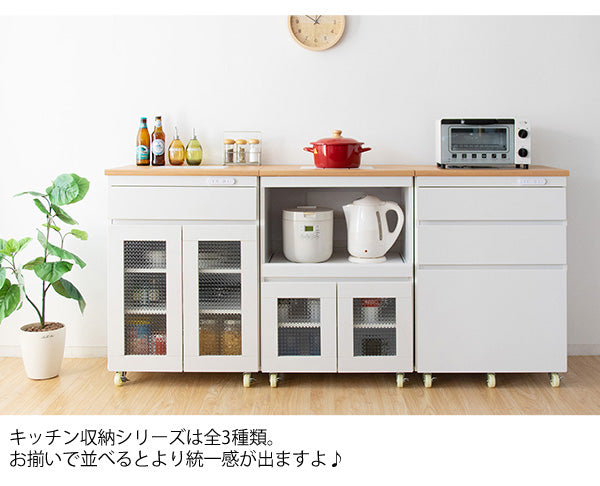 [幅60cm] キッチンラック レンジラック キッチン収納 キャスター スライド棚 引き出し レンジ台 炊飯器収納 Semplice 宮武製作所