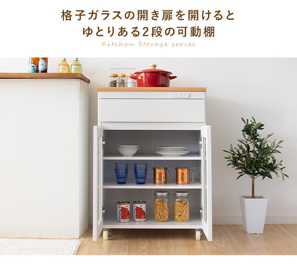 [幅60cm] キッチンチェスト レンジラック キッチン収納 キャスター スライド棚 レンジ台 炊飯器収納 Semplice 完成品 宮武製作所