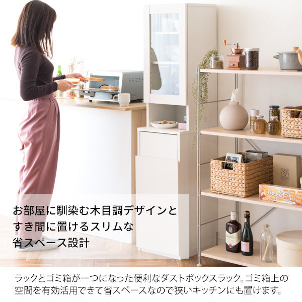 キッチンラック スリム ゴミ箱 キッチン収納 棚 ラック 収納庫 ダストボックスル ゴミ箱収納 キッチンペール ごみ箱 おしゃれ スリム 食器棚 扉付き 食器収納 キッチンシェルフ 可動棚 収納 台所 Rapport［ラポール］ 宮武製作所