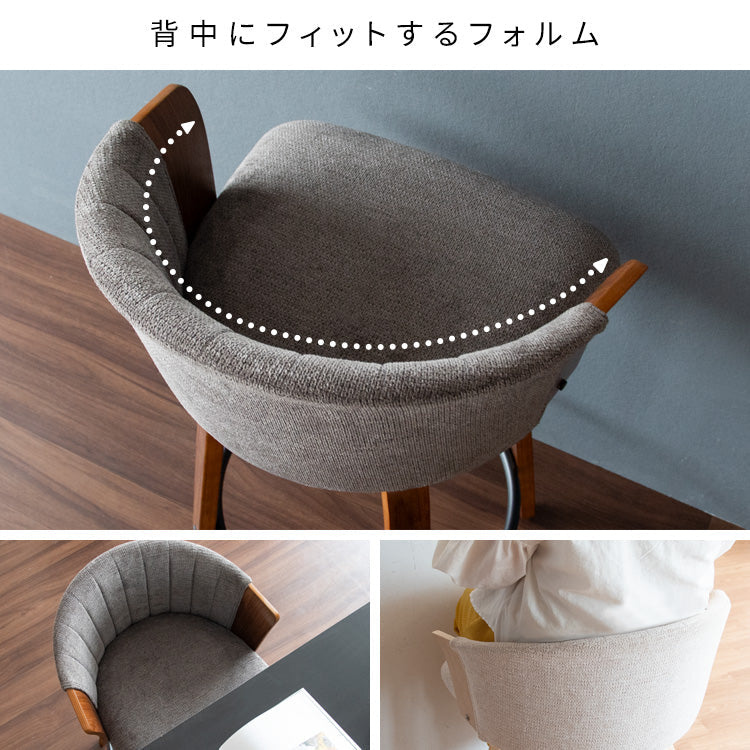 [座面高65cm] バーチェア Litas ファブリック ウレタン 天然木突板貼り合板 スチール 360度回転 宮武製作所