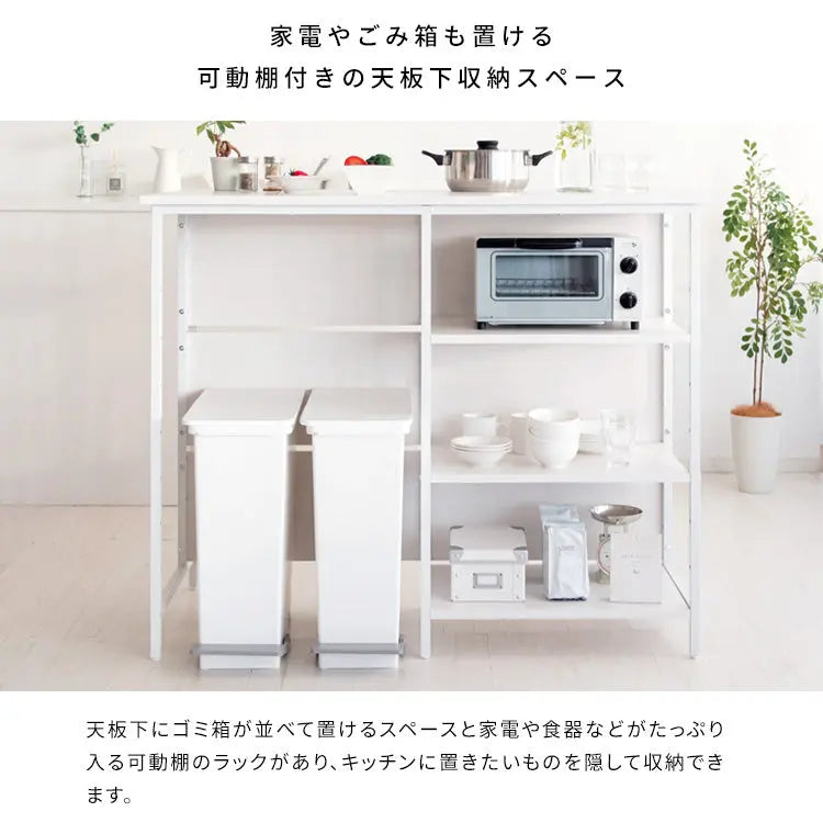 [幅120cm] キッチンカウンターテーブル Salus ハイテーブル 木製 可動棚 収納 宮武製作所