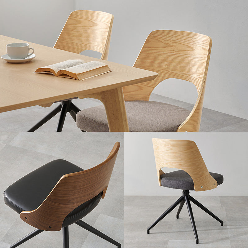 [単品/2脚/4脚] 回転式ダイニングチェア 360度回転 天然木×スチール デザインチェア 肘付き 食卓椅子 ファブリック レザー調 おしゃれ 北欧 モダン