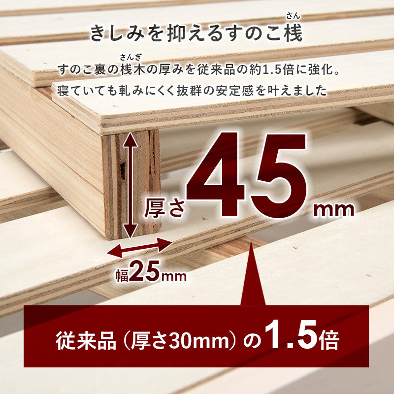 【引き出し収納付き】木製すのこベッド 宮棚付き スマホスタンド対応 シングルベッド 大容量収納