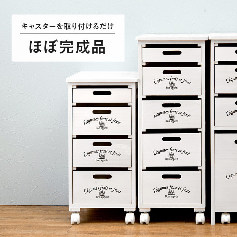 【キャスター付き】木製野菜ストッカー タイル天板付き キッチンワゴン 通気性収納