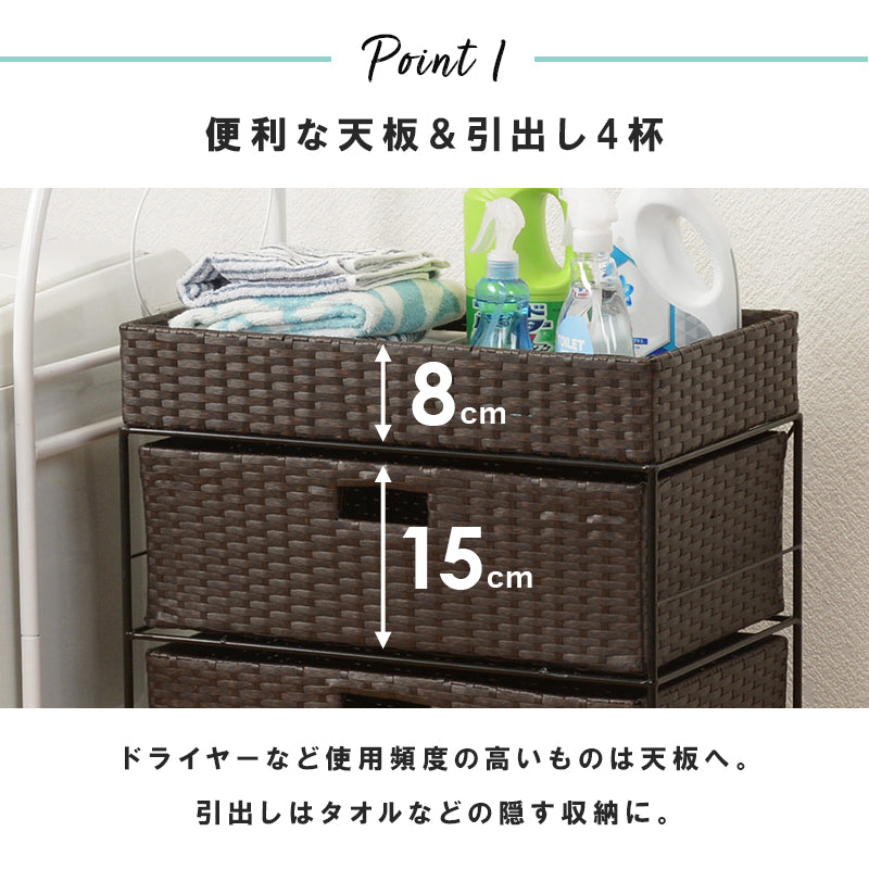 【通気性抜群】ランドリー収納チェスト スリムタイプ 引き出し収納