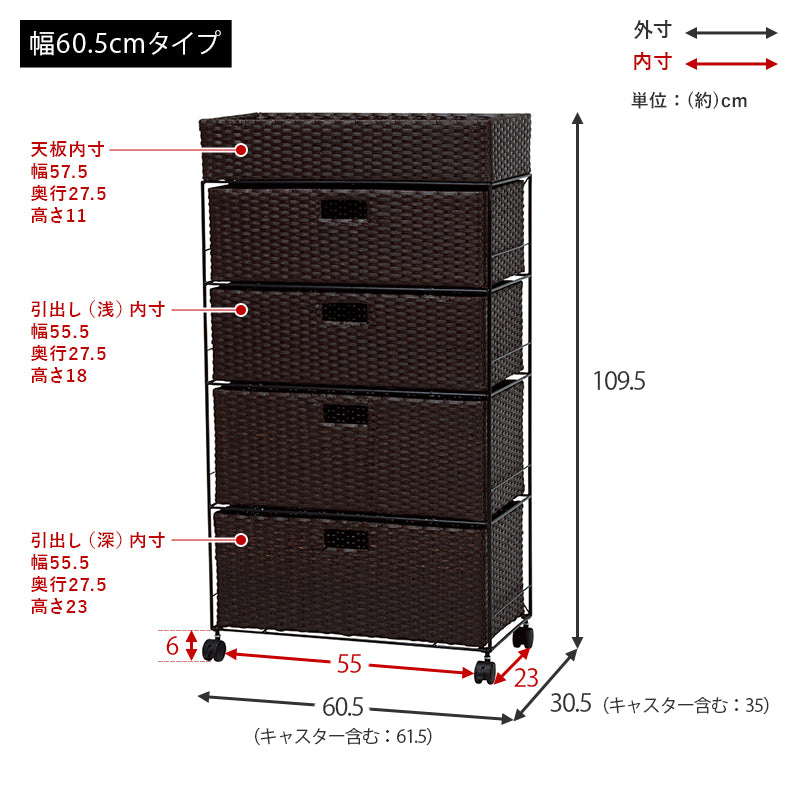 【通気性抜群】ランドリーラック 多段チェスト 水回り収納 スリム収納