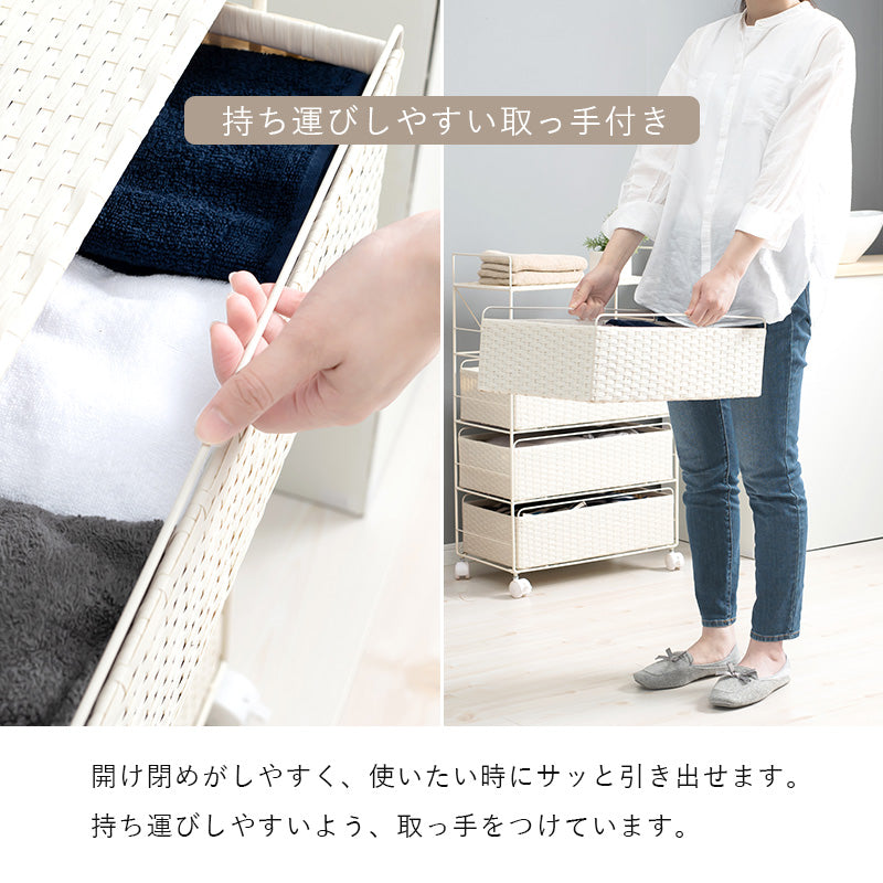 【取っ手付き引き出し】ランドリーチェスト 樹脂製 水回り収納 お手入れ簡単
