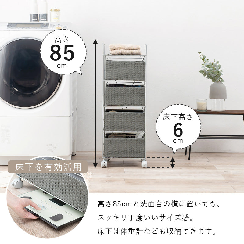 【取っ手付き引き出し】ランドリーチェスト 樹脂製 水回り収納 お手入れ簡単